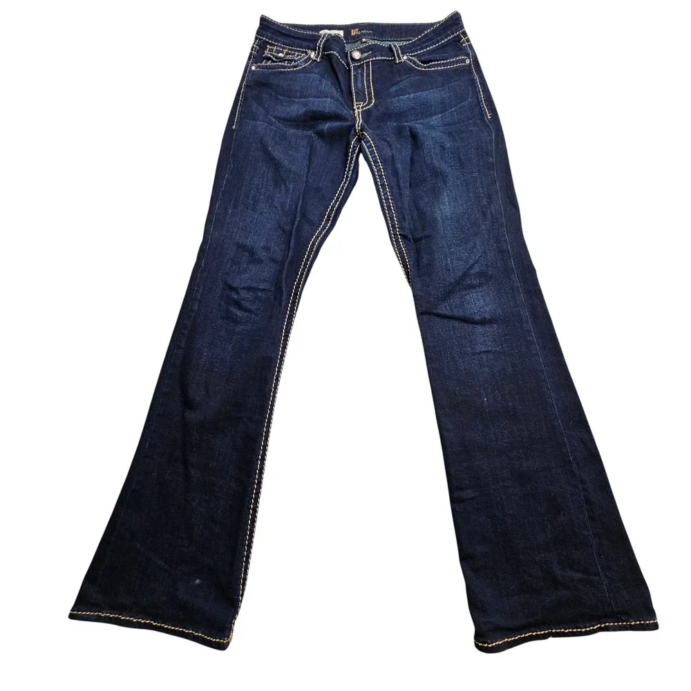 KUT from the Kloth Natalie Jeans Womens 10 Blue High Rise Bootcut Rhinestone
